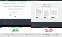 The UWI Issues Warning Regarding Fraudulent Website